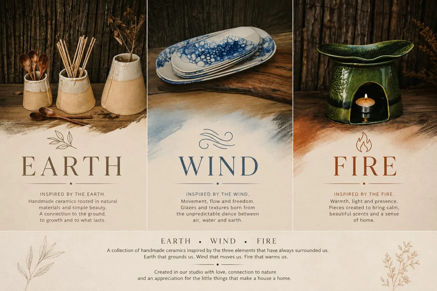 Earth, Wind & Fire handmade ceramics collection by Tali's Workshop